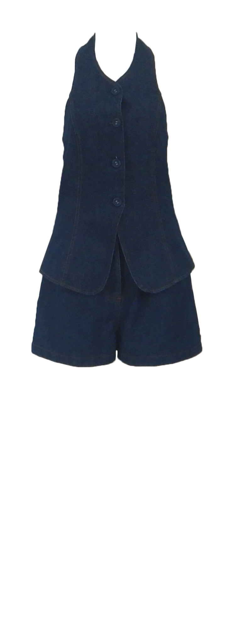 Bluetide Dark Denim Halter-Neck Shorts Set