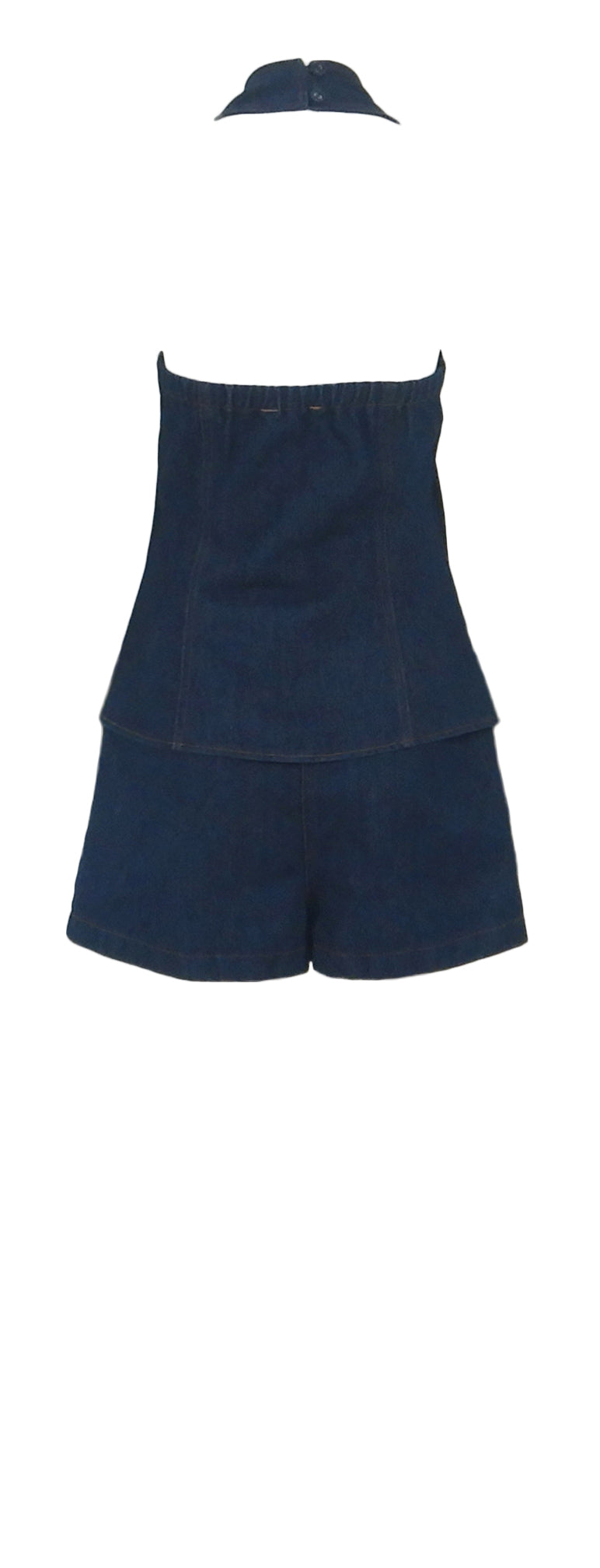 Bluetide Dark Denim Halter-Neck Shorts Set