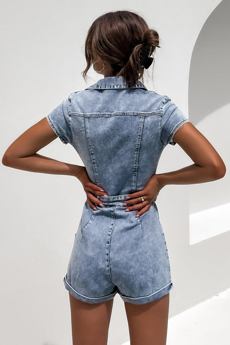 Riley Denim Tie Belt Playsuit