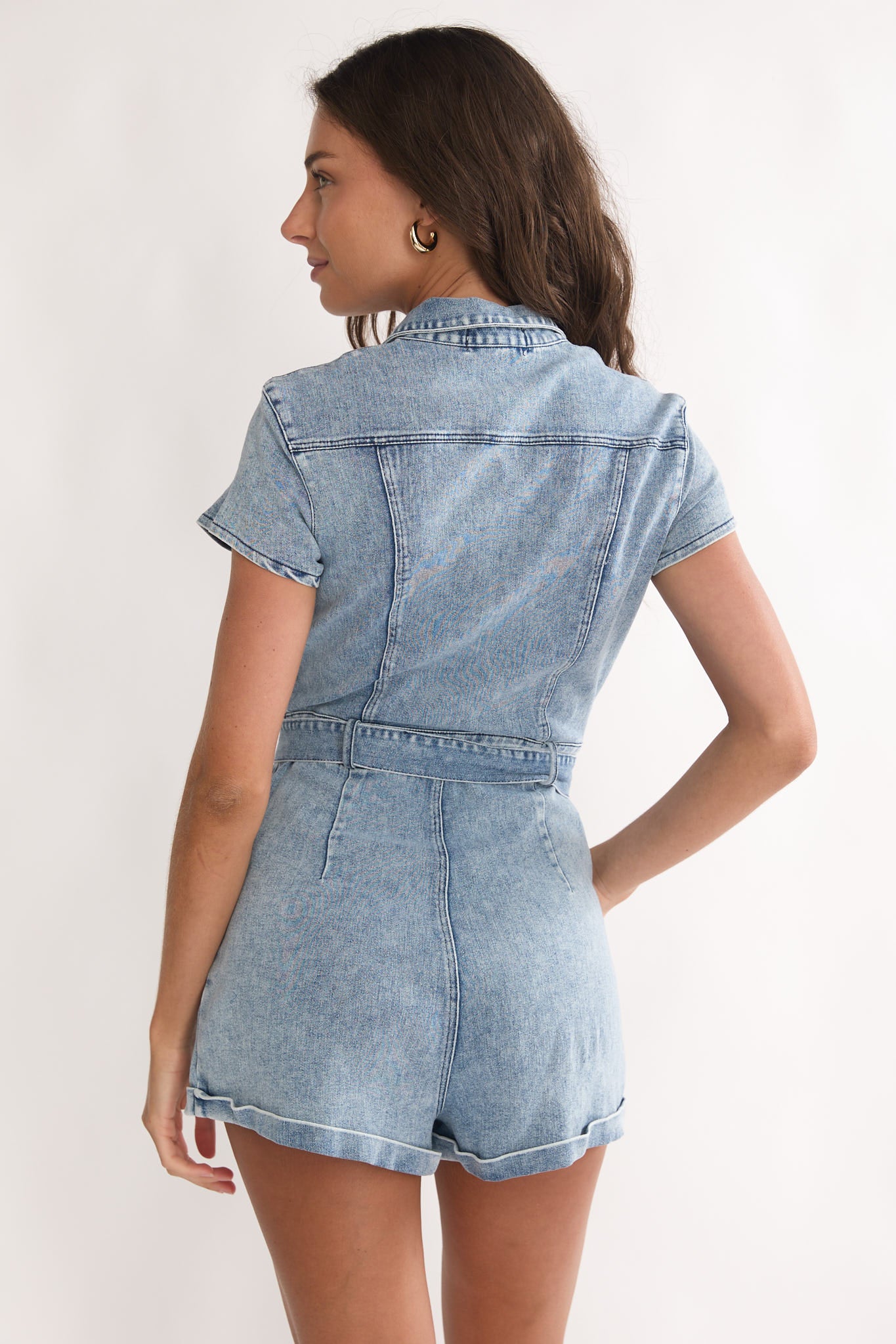 Riley Denim Tie Belt Playsuit